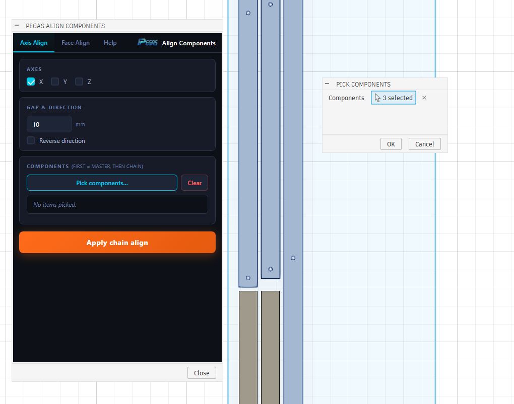 Pegas Align Components — Instant Bounding-Box Layout Snapping for Fusion 360 - Image 4