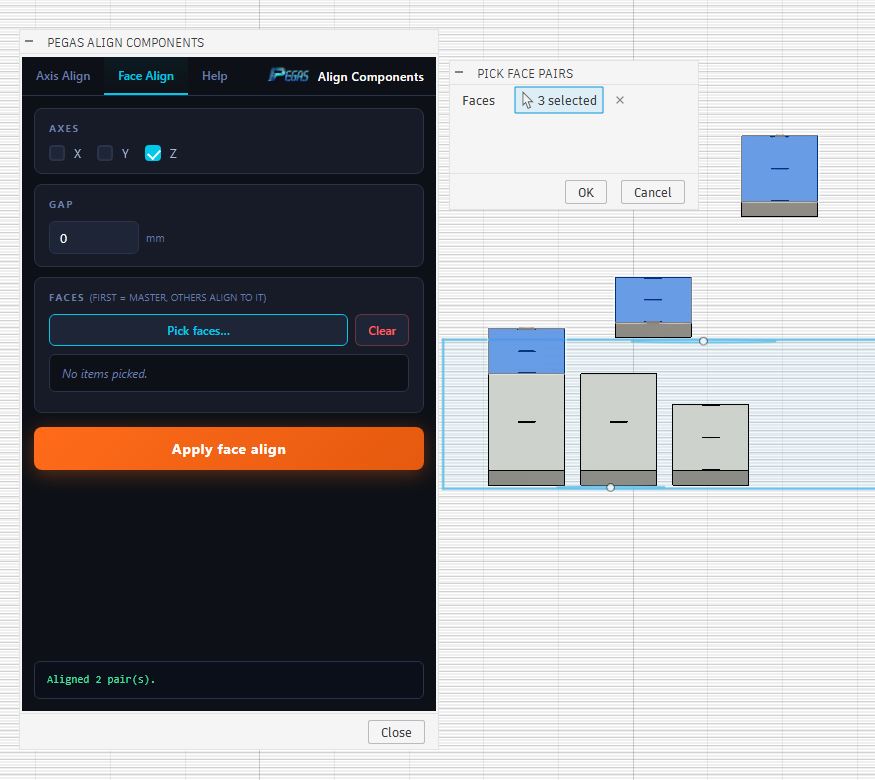 Pegas Align Components — Instant Bounding-Box Layout Snapping for Fusion 360 - Image 5